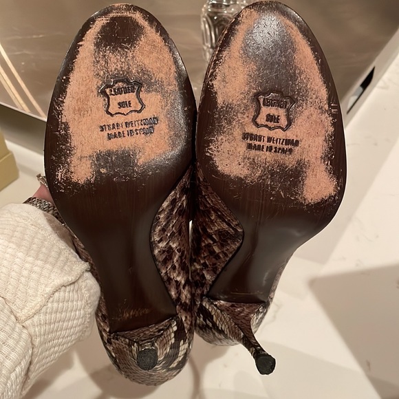 Stuart Weitzman Amazrolling python peep toe sz 9 - Picture 5 of 7